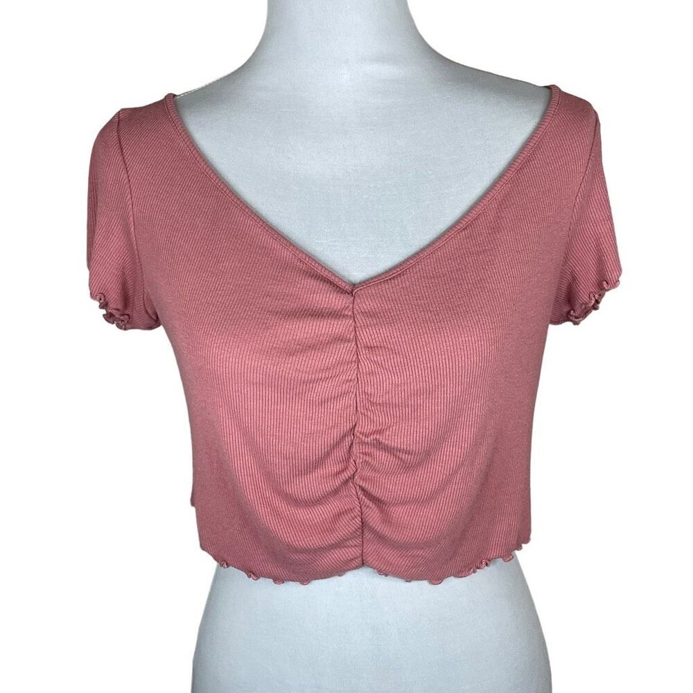 ASOS V-Neck Ruched Crop Top Dusty Pink Size 6